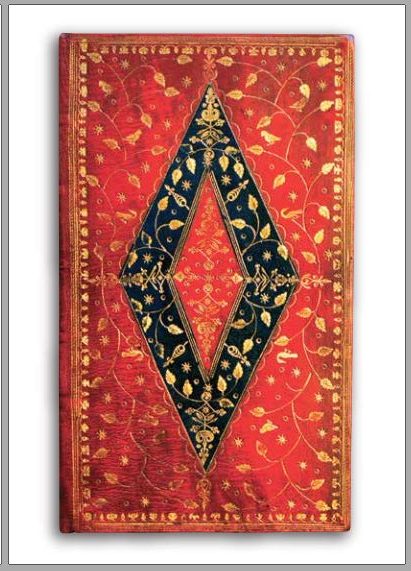 Postcard of a red and black gold-tooled binding