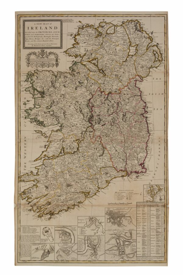 18th century poster map of Ireland