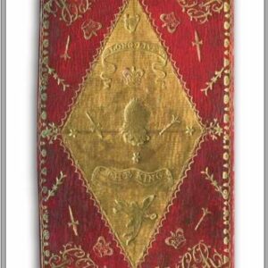 Postcard of a red and gold tooled binding