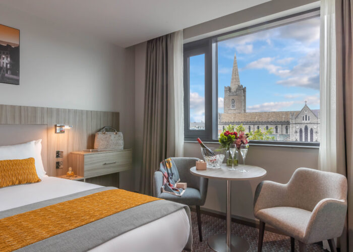 Example of King room at Maldron Hotel overlooking St Patrick's Cathedral