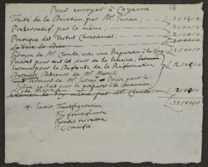 Single sheet of paper with a list of books in French, with the prices next to them