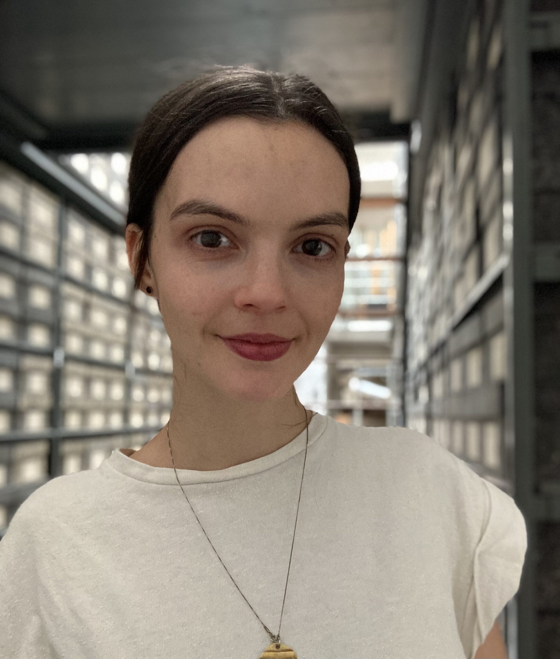 Head shot of a young woman in an archive